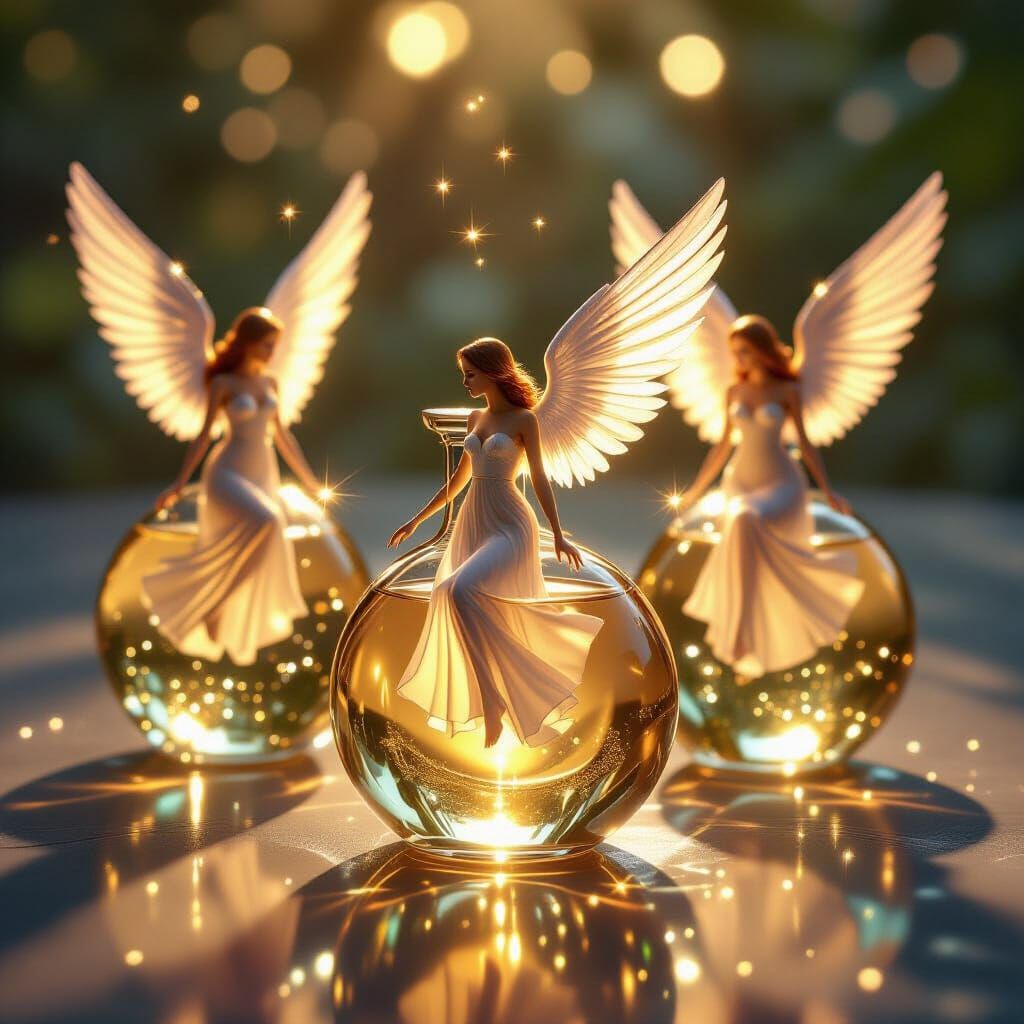 Sparkling Potions Reveal Ethereal Angels in Golden Light