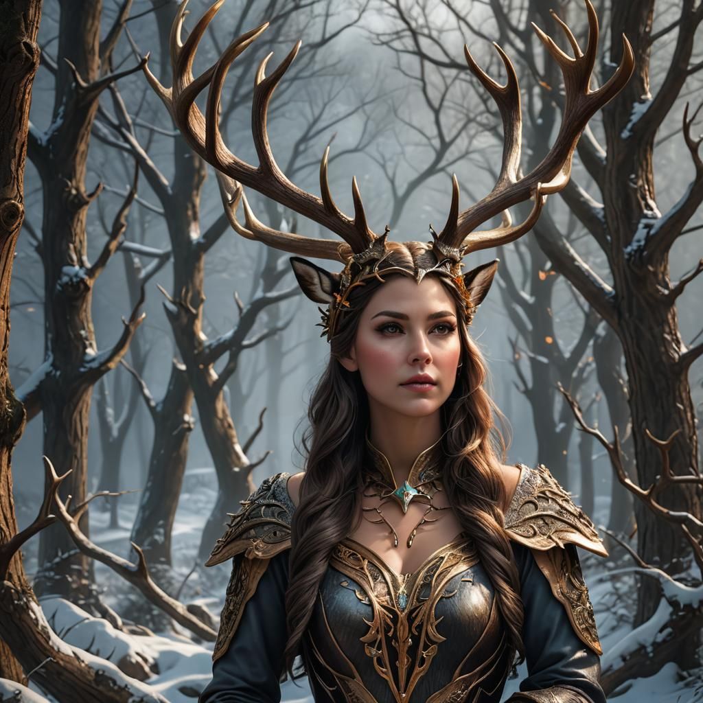 Beautiful Woman with Antlers