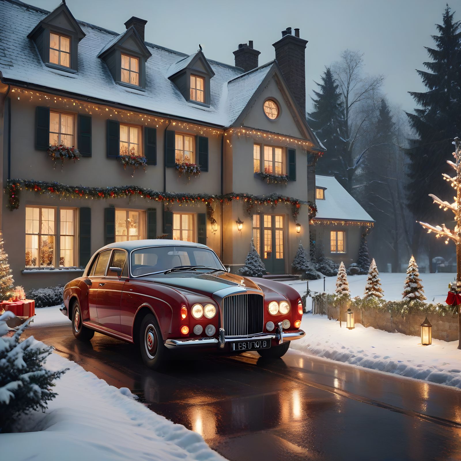 Bespoke Bentley in Whimsical Winter Wonderland Scene