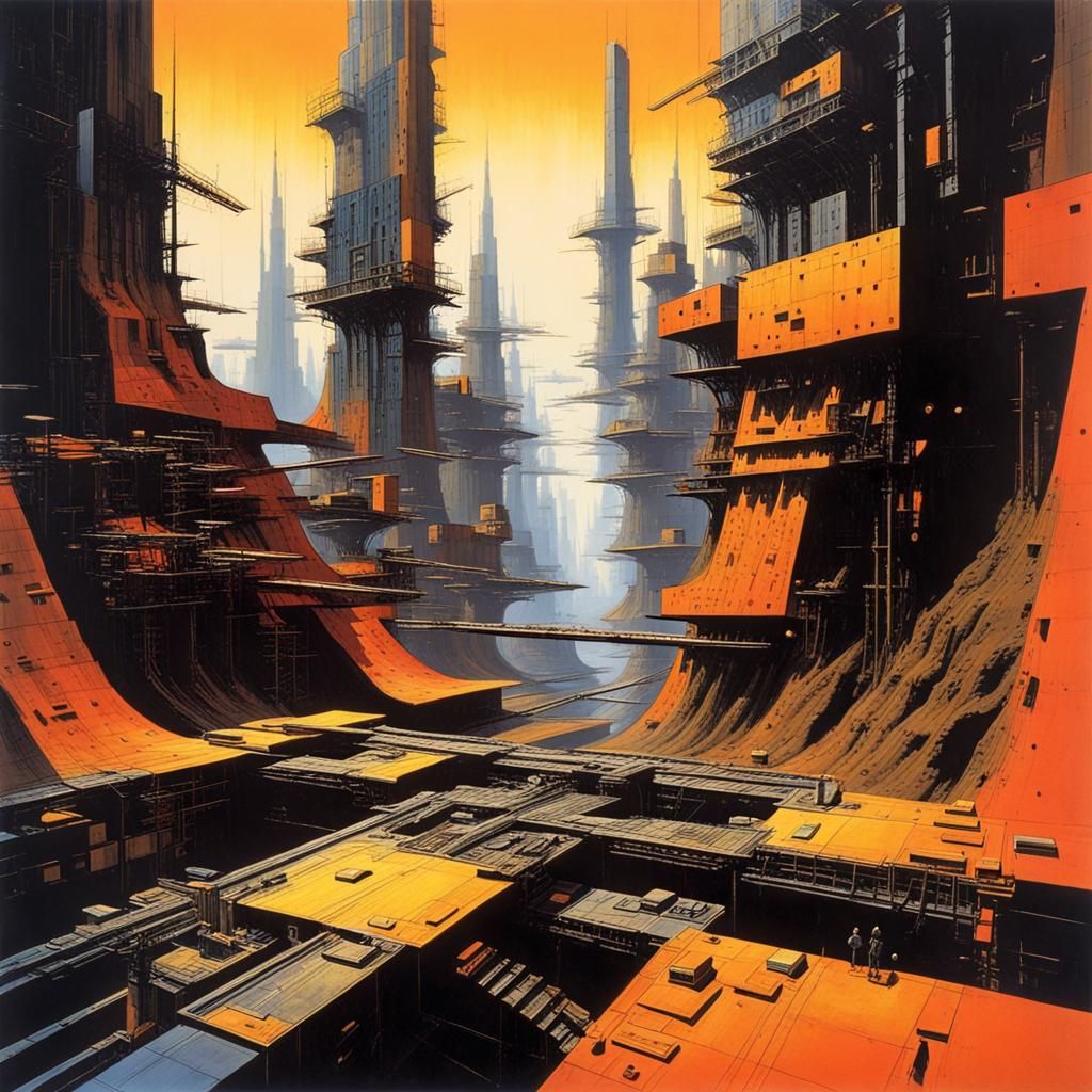 Abstract Cityscape in Chris Foss Style