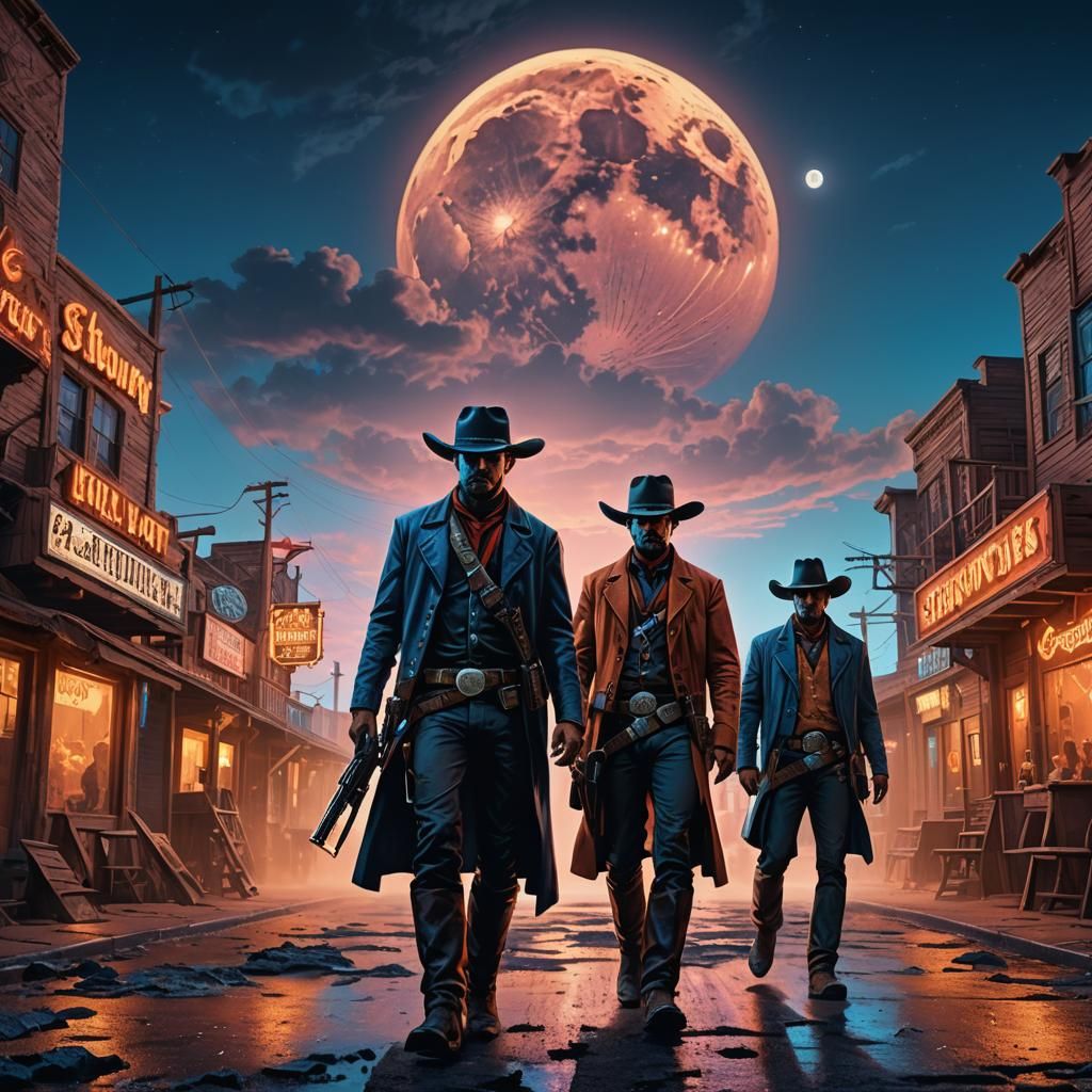 Cowboys Duel in Sci-Fi Western Concept Art