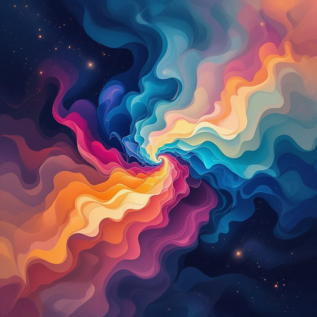 Cosmic Nebulae Abstract Art with Geometric Shapes