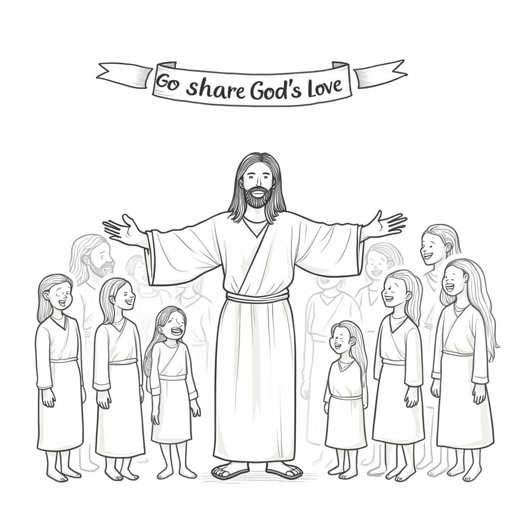 Jesus Welcomes Followers: Coloring Book Style