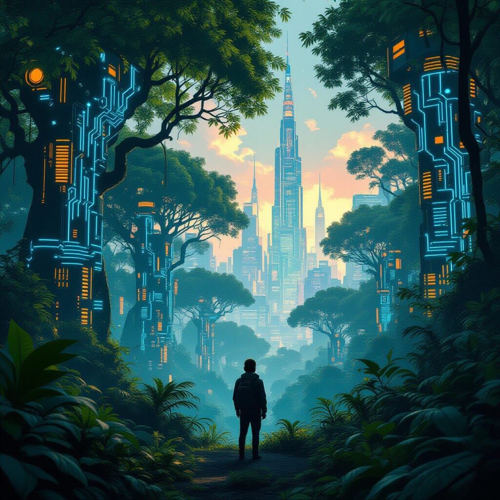 Futuristic Forest Blends Nature and Technology