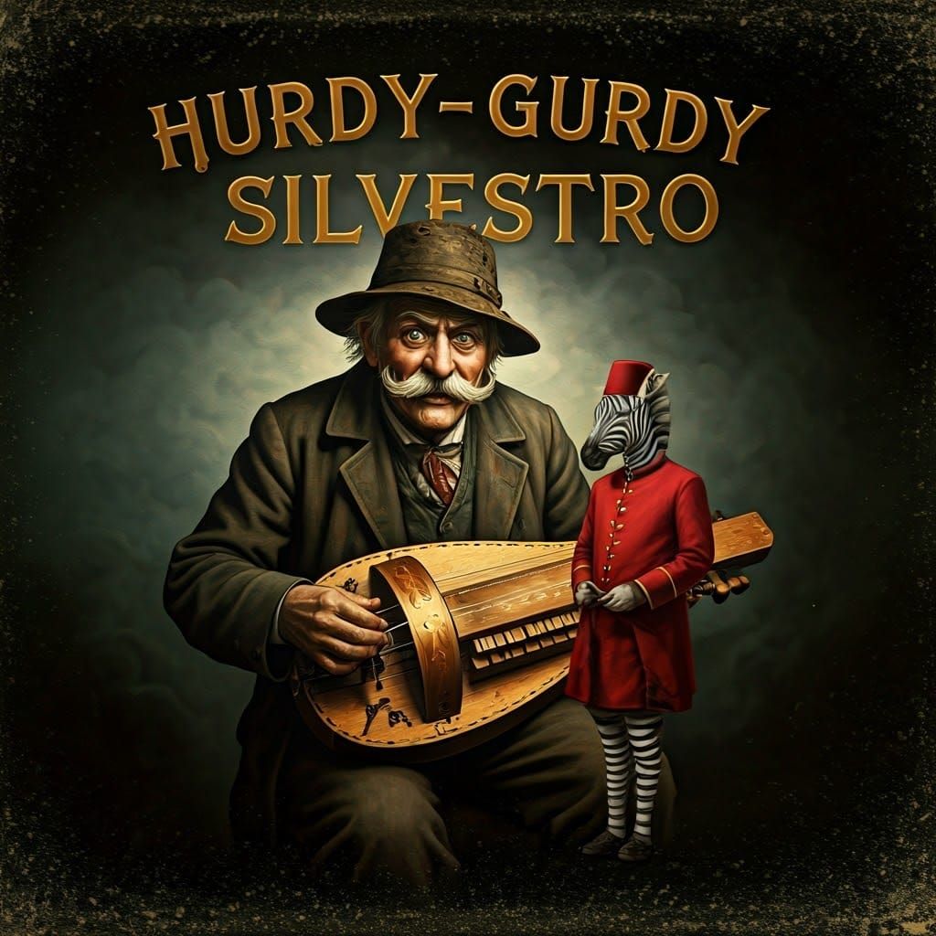 Distressed Vinyl Record Album Cover in Golden Script