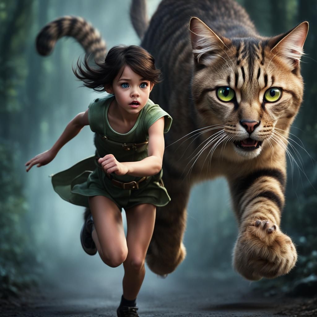 "Let's go, Sir Meows-a-Lot! Hurry!"