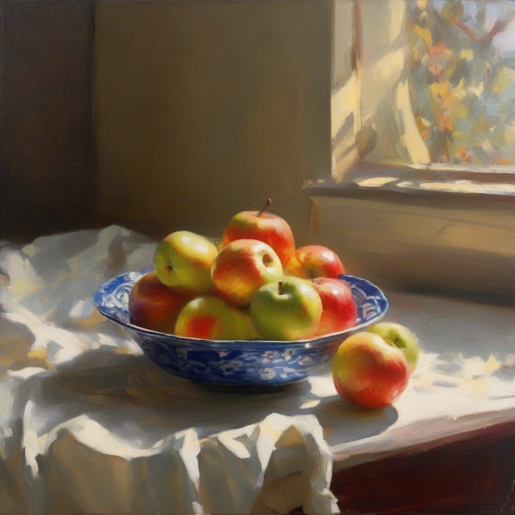 Still Life with Apples in Golden Hour