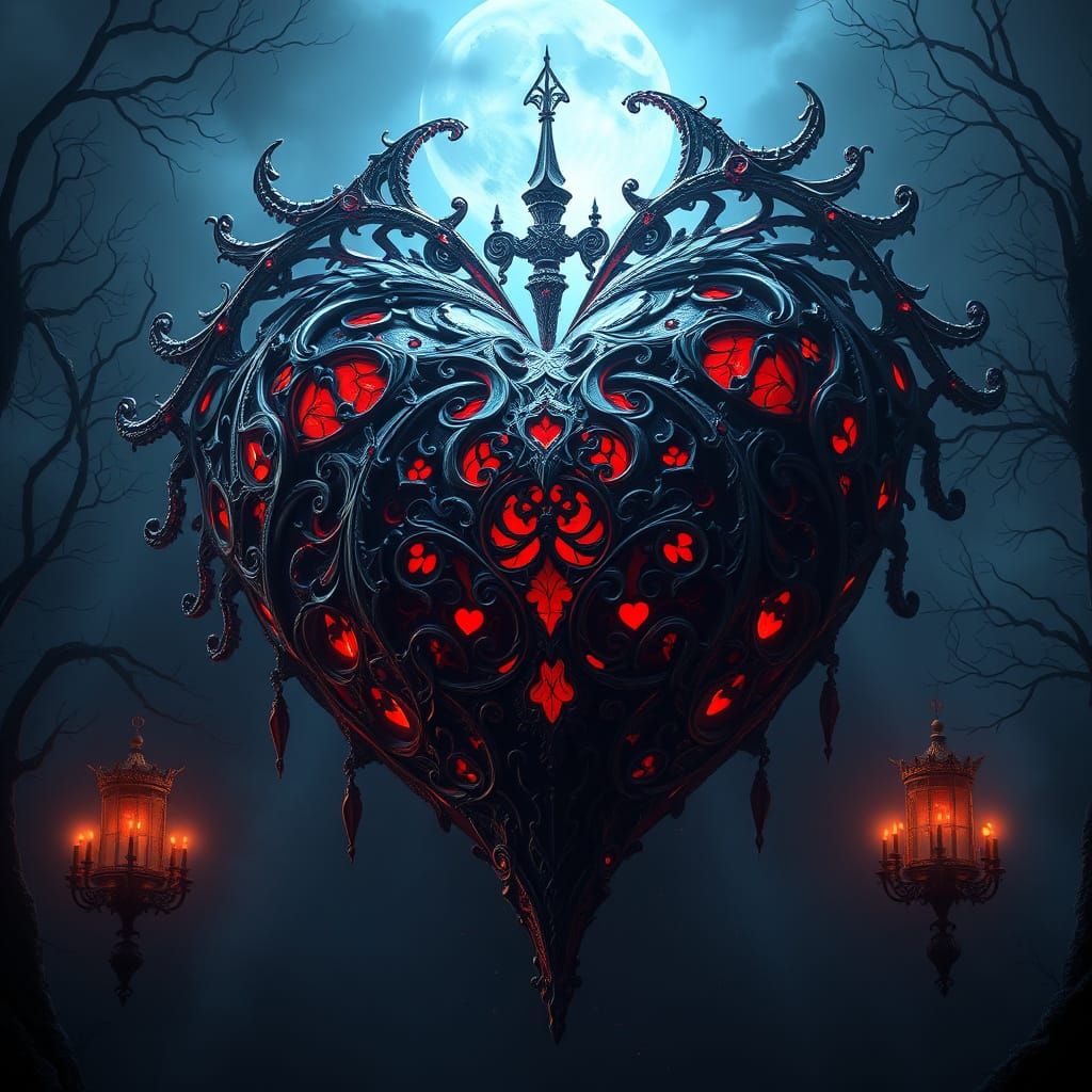 Dramatic Gothic Heart at Midnight