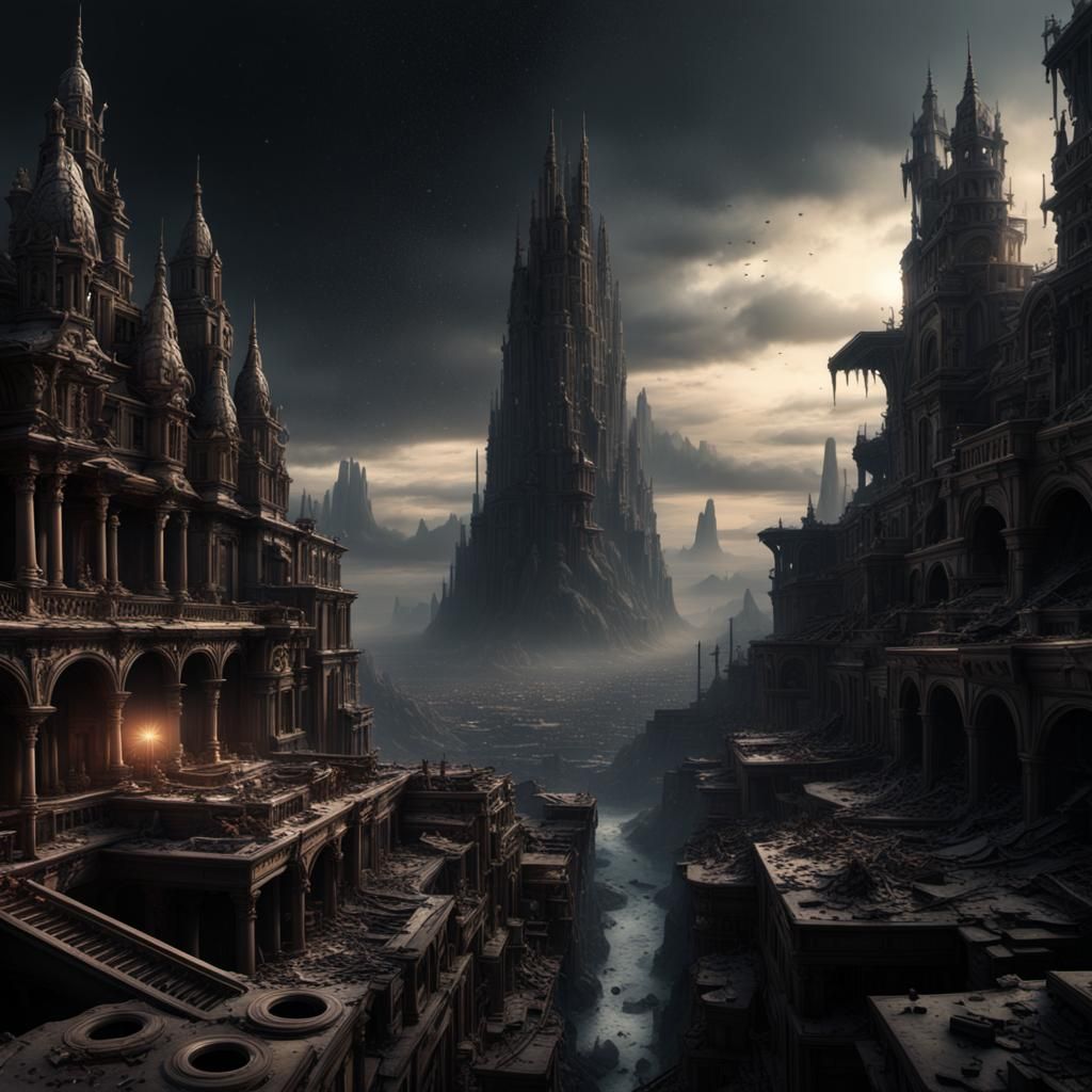 Epic Ruined Ancient City Digital Matte Painting