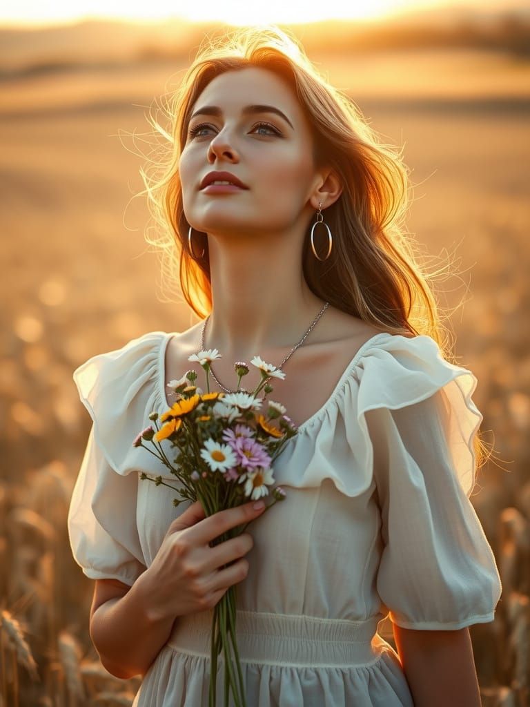 Serene Portrait in Sunlit Fields