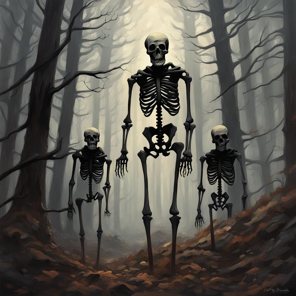 Sinister Skeletons Emerge in Forest