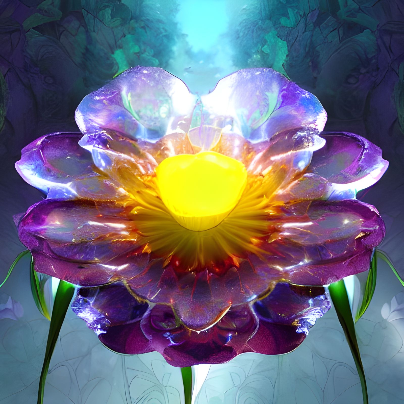 Magical Glass Flower: Detailed Matte Painting