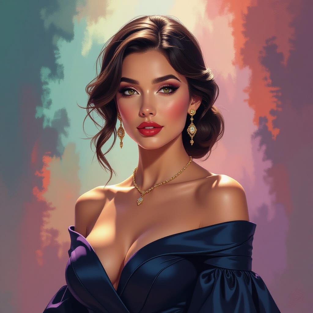 Majestic Woman in Hyperrealistic Splash Art Style