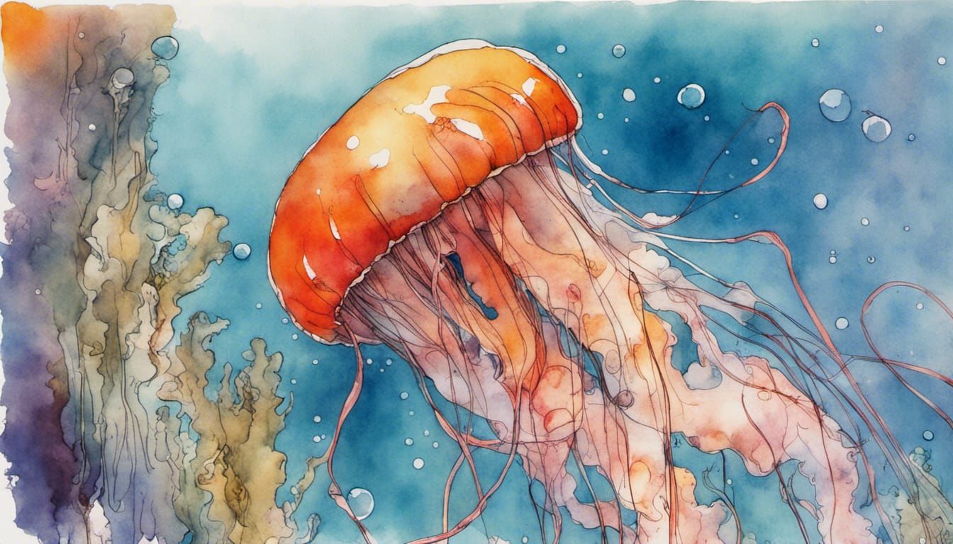 Jellyfish in Bold Watercolour Style