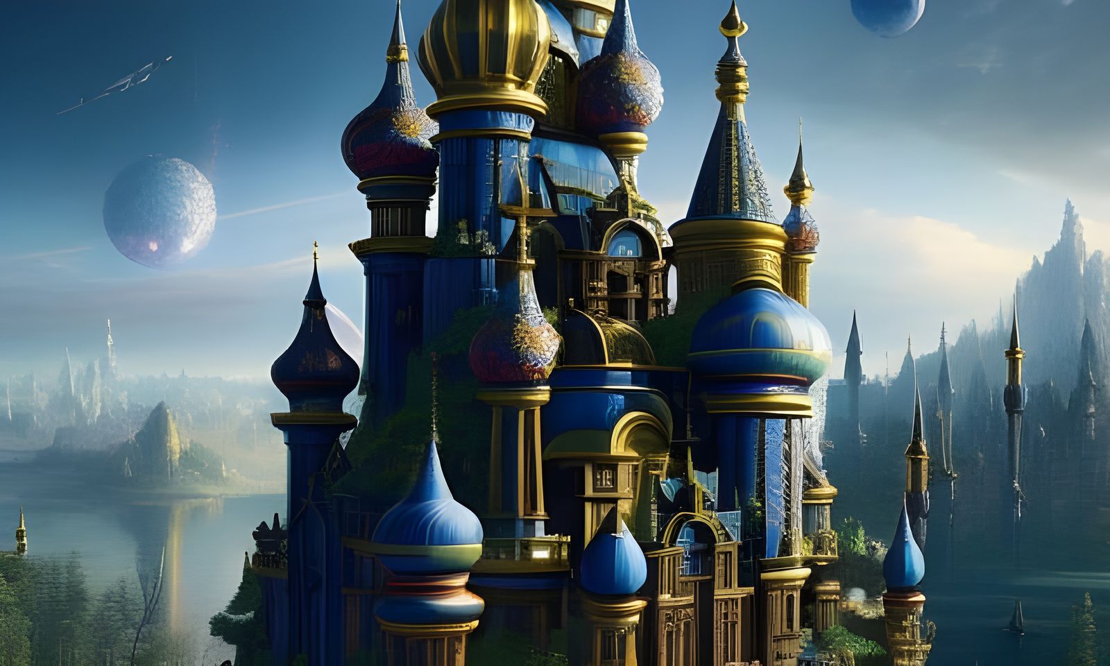 Spectacular Infinity Castle Painting in Alien Landscape