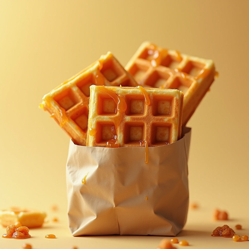 Crispy Waffles Peeking Out of Paper Bag