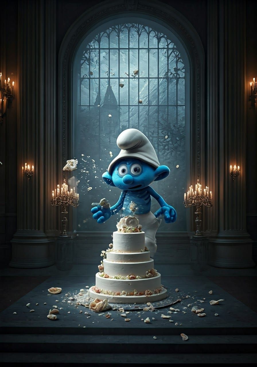 Skeletor-Smurf Wedding Cake Mayhem in Cinematic HDR