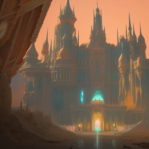 Majestic Desert Castle in Digital Art Style