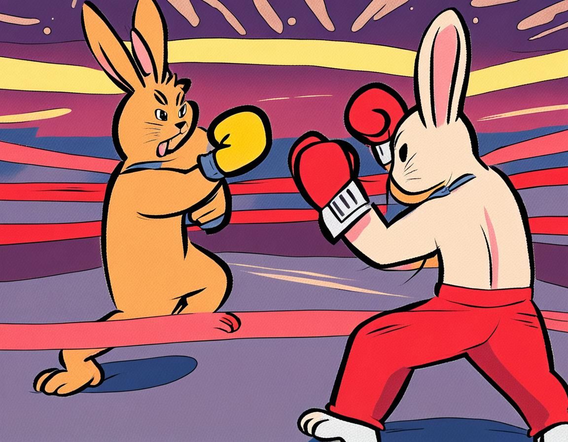 Anthro Rabbits Boxing Match