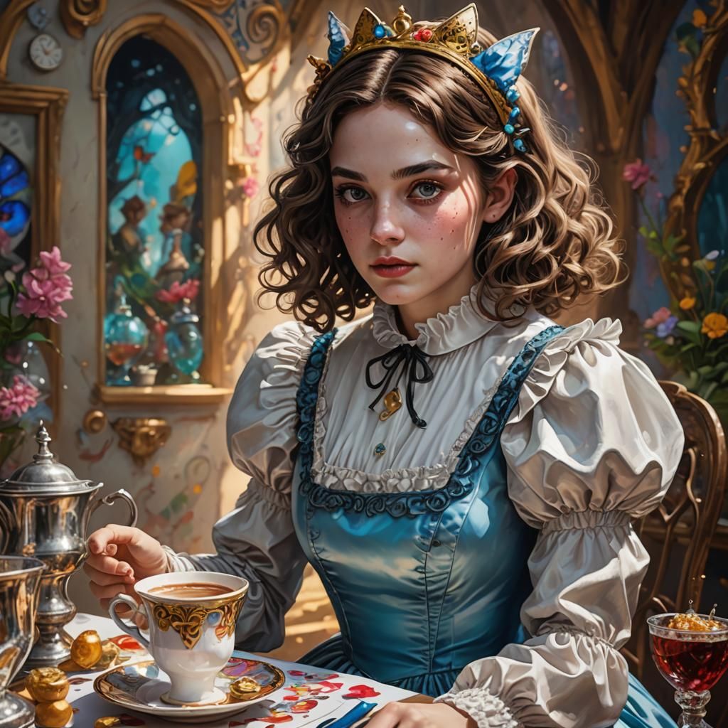 Alice in Wonderland Cosplay, Hyperrealistic Splash Art