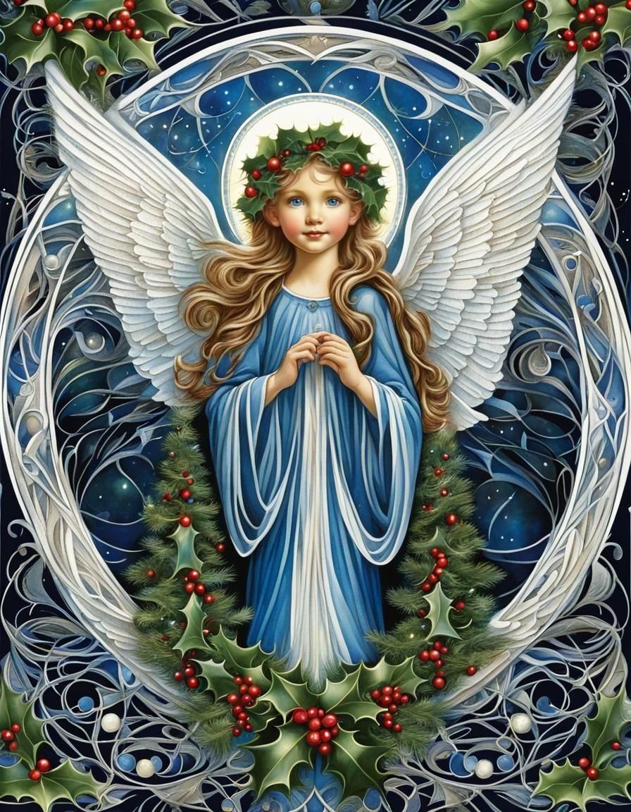mesmerizingly beautiful tree Christmas elf angel with festive, Shimmering blue eyes, flowing delicate hair :: Christmas ...