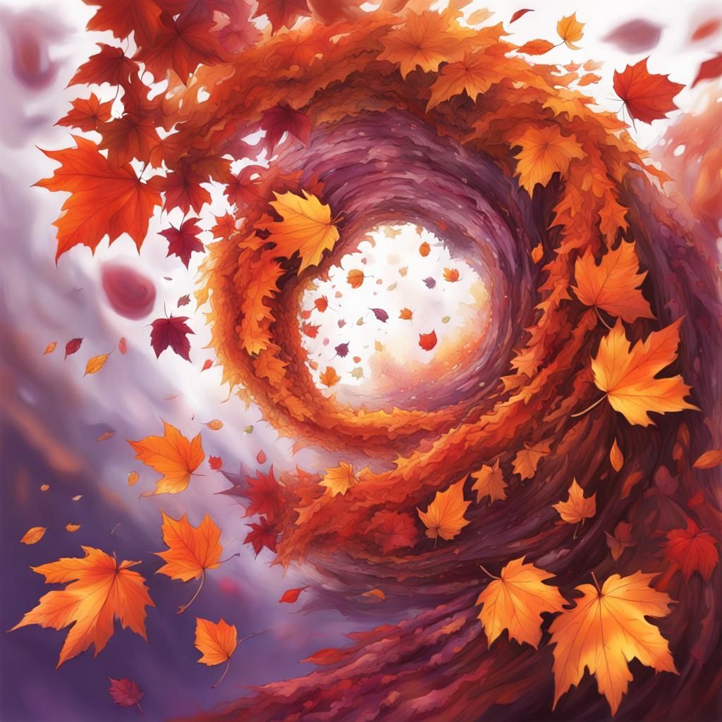 Autumn Leaves Dance: Anime-Inspired Spirals