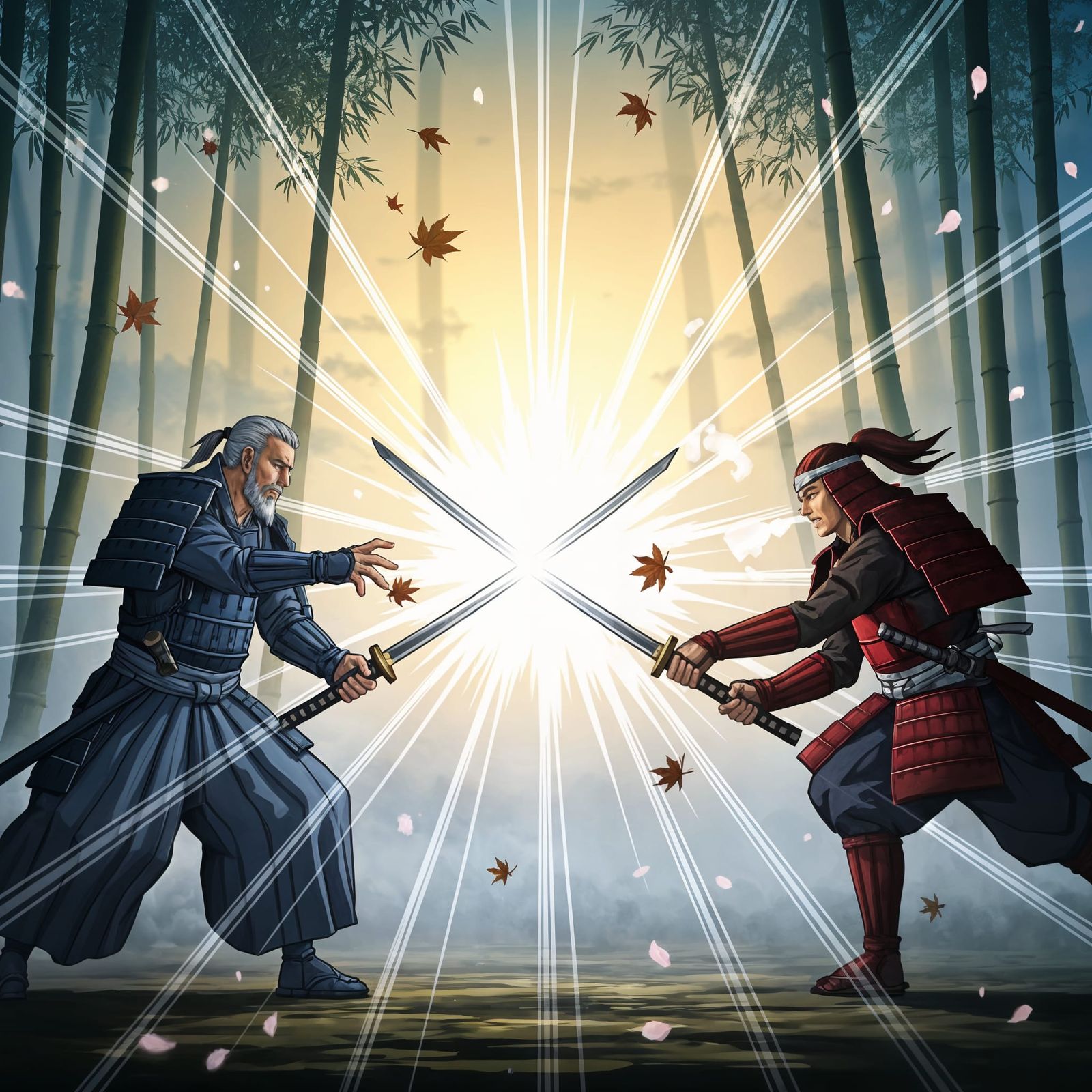 Samurai Duel in Anime Style