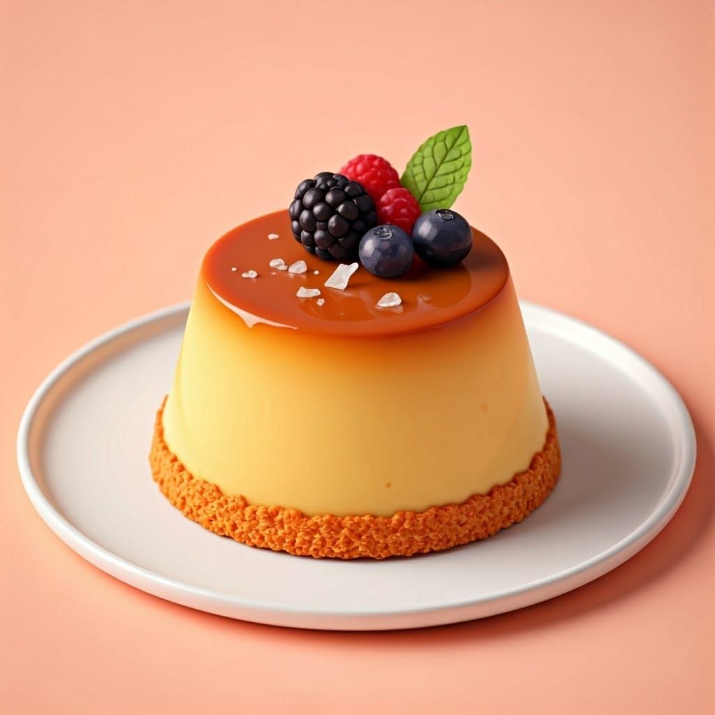 Golden Caramel Pudding in Luxurious Anime Style