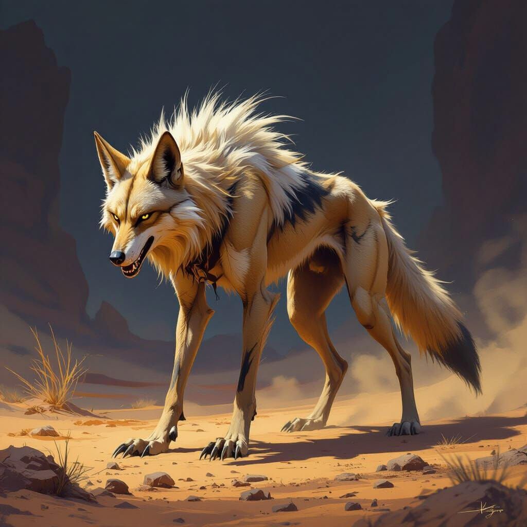 Fantasy Sand Dervish in Desert Landscape