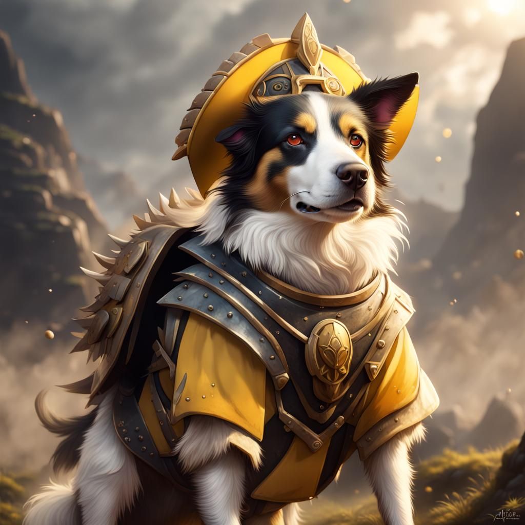 Border Collie Dog Warrior: Fantasy Concept Art