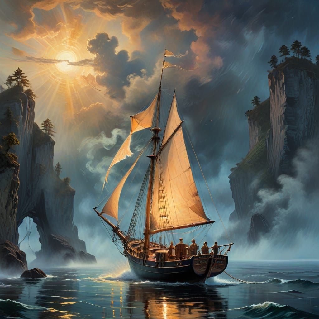 Smoke-wreathed sail, a ghostly gleam,
Tobacco's curse, a wak...