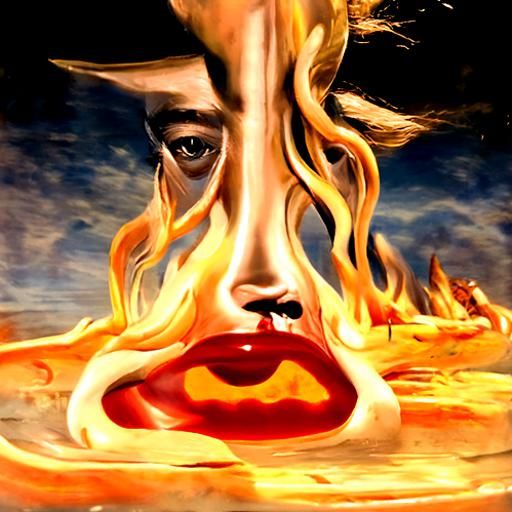 Surreal Face Melts in Fiery Surrealism