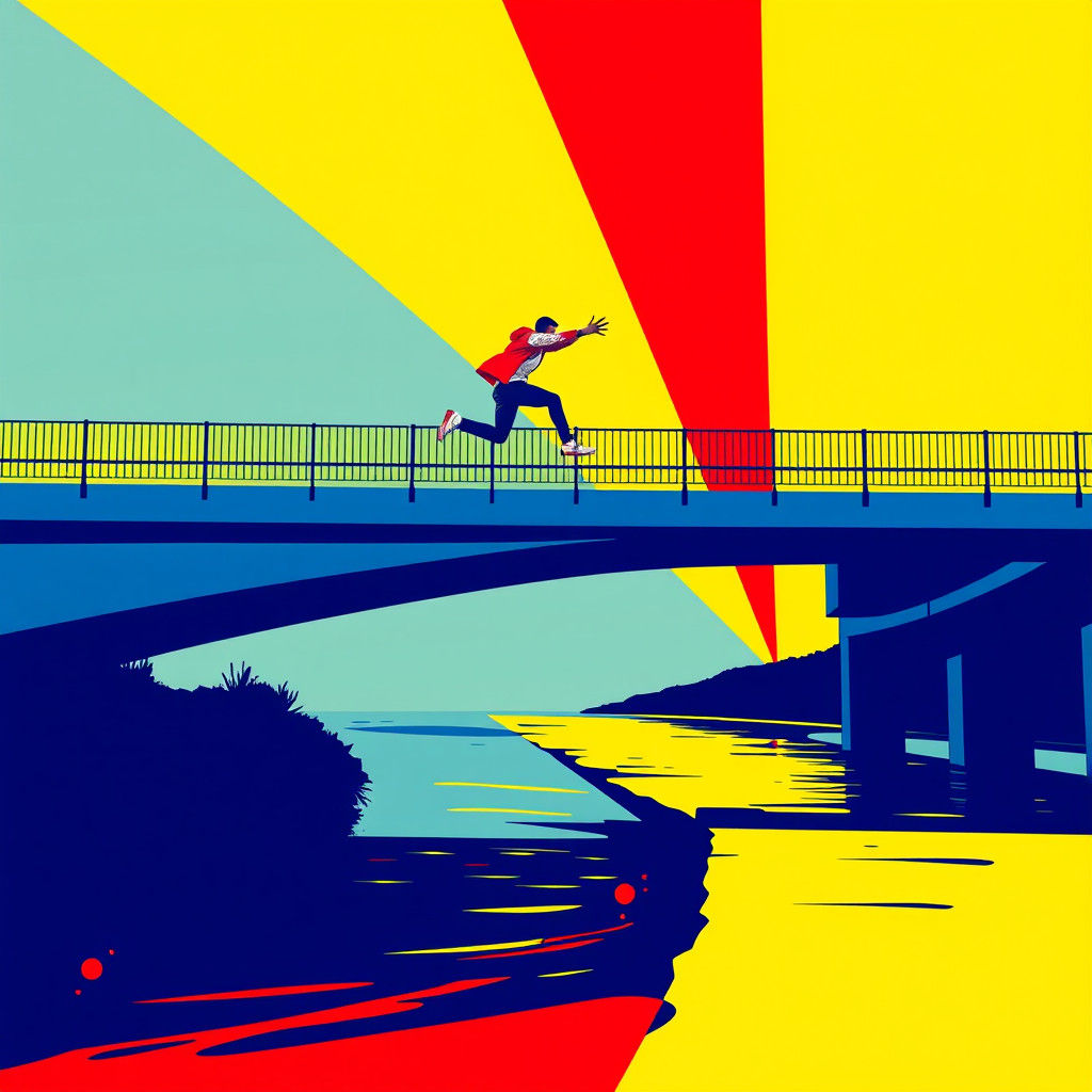Leaping Figure in Pop Art Style