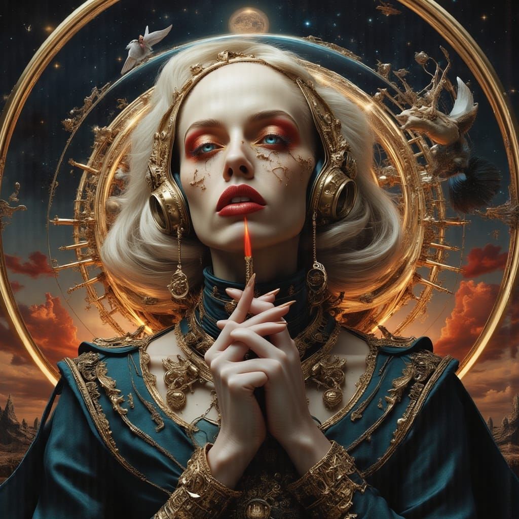 Epic Space Opera Movie Poster in Ornate Style