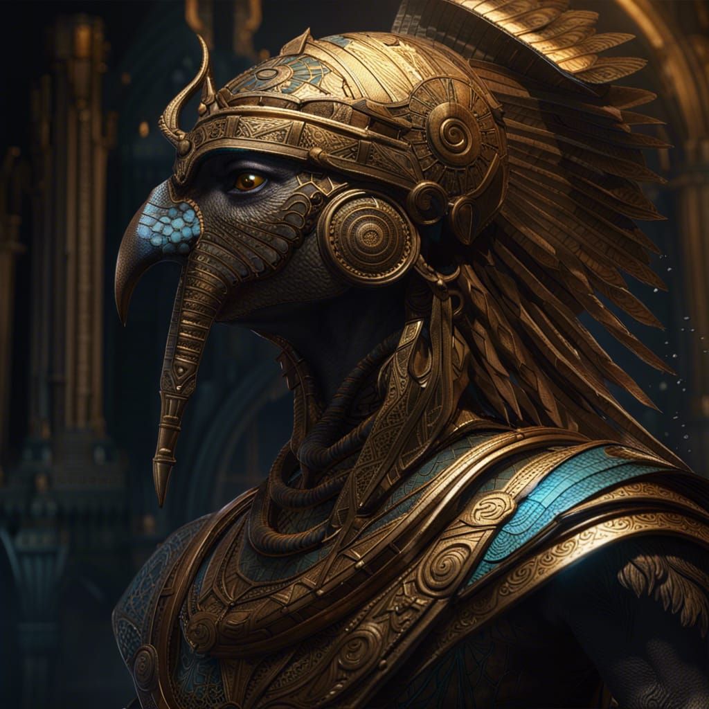 Detailed Dark Fantasy Horus Concept Art