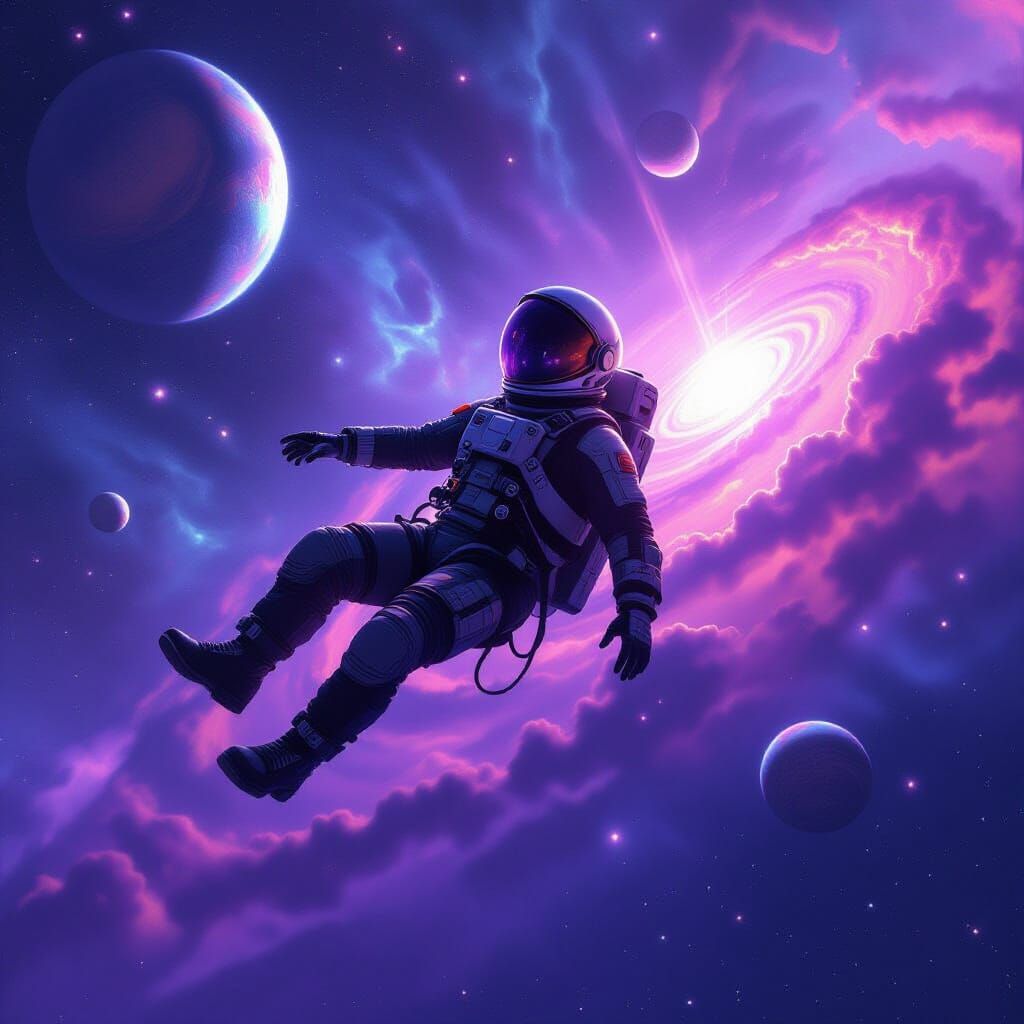 Astronaut in Cosmic Nebula as Digital Art