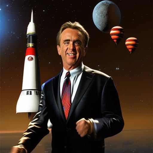 Superhero Flies Through Space With Chess Pieces