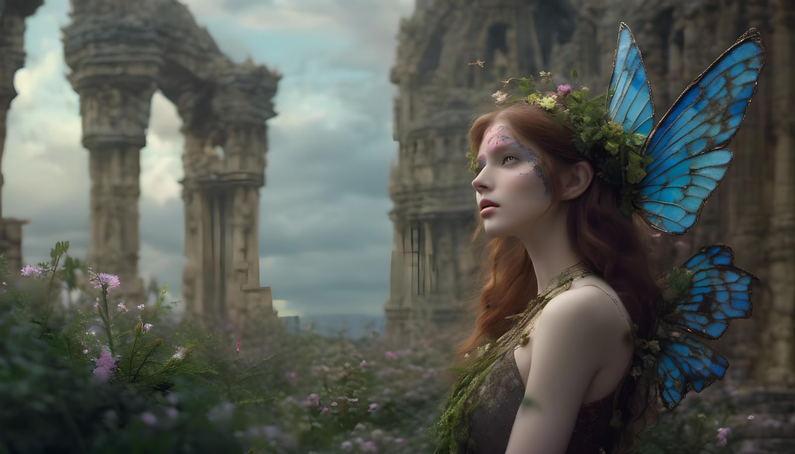 Fairies Infesting a Ruined City in Digital Painting