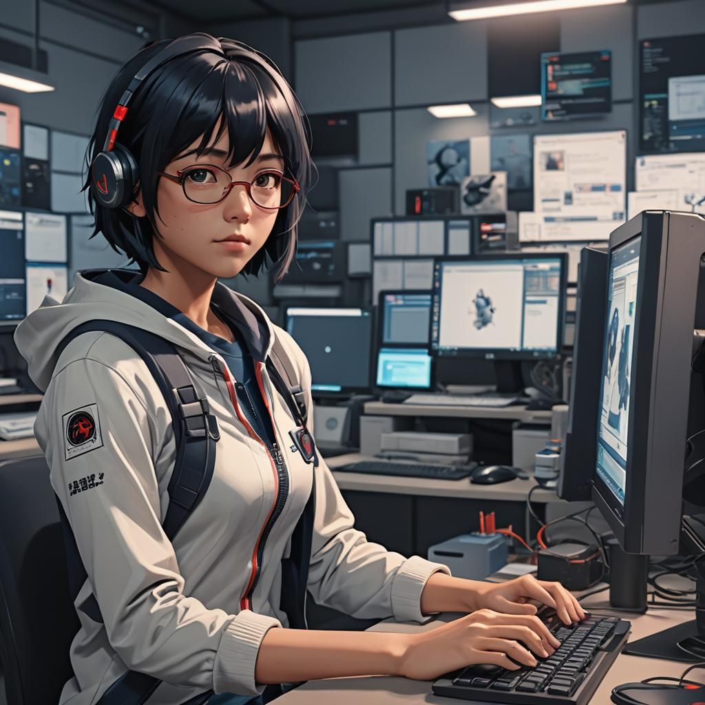Peni Parker on Computer: 3D Anime Art