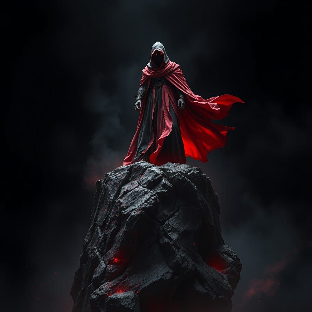 Mysterious Dark Fantasy Wizard Standing on a Rugged Earthy P...