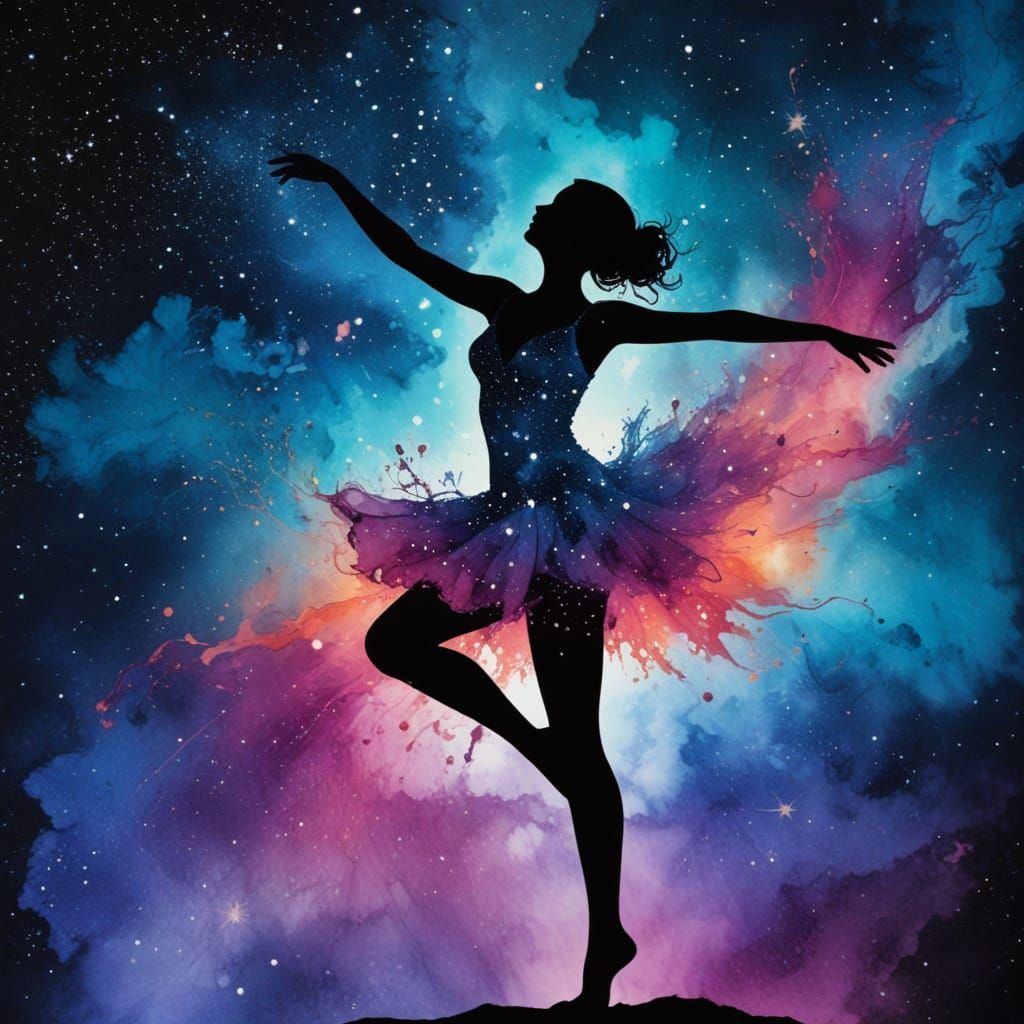 Surreal Star Dancer in Cosmic Nebula