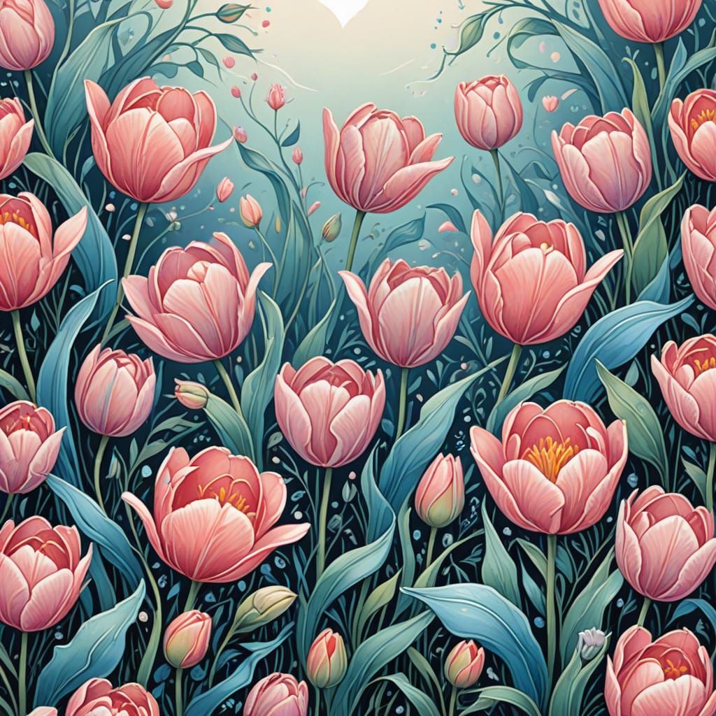 Whimsical Tulip Valentine's Day Card