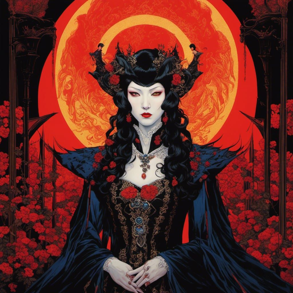 Neo-Gothic Vampire Portrait in Rich Colors