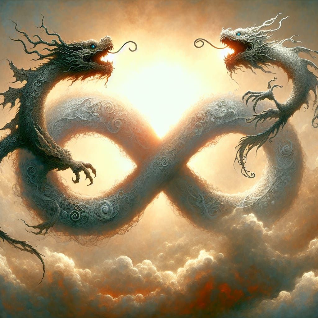 Ethereal Dragons: An Infinity Symbol Depiction