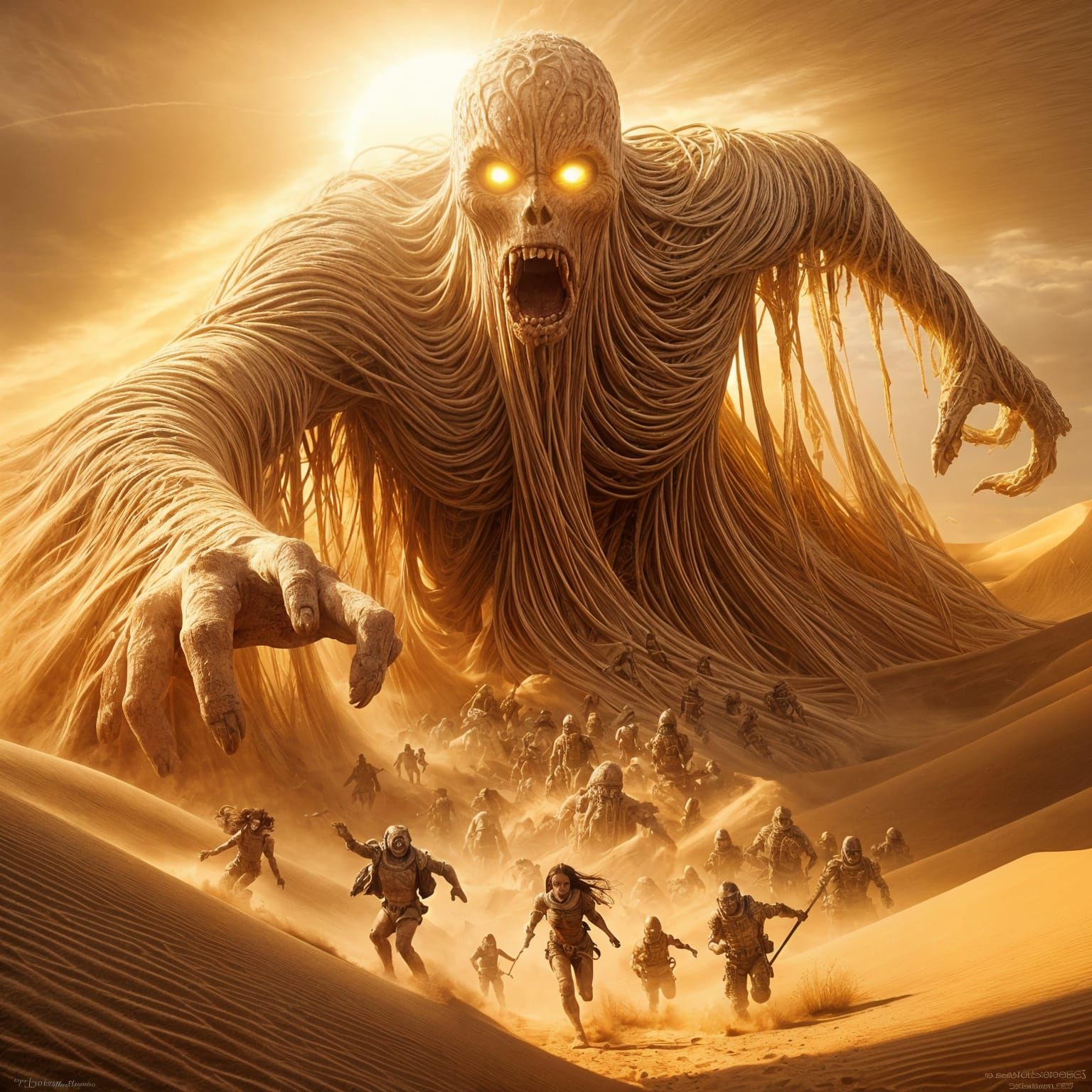 Sand Golem Emerges from Desert Dunes