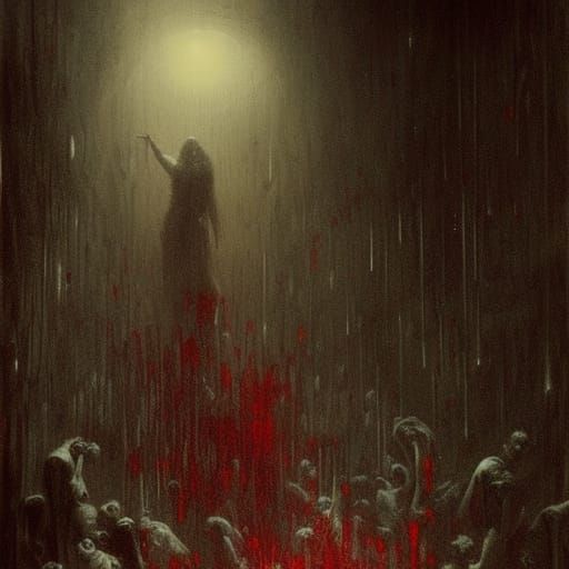 Raining Blood: A Gothic Horror Illustration