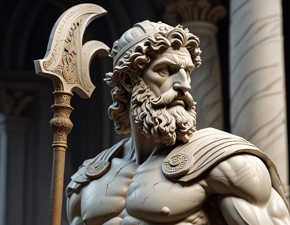 Classical Greek Warrior in Luminous Marble