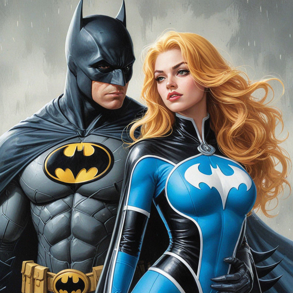 Batman and the New Batgirl in Dynamic Comic Book Style