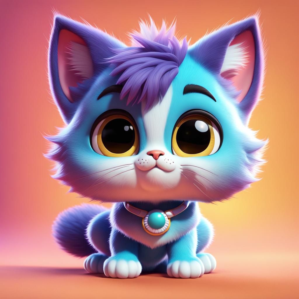 Adorable Chibi Cat in 3D Digital Art Style