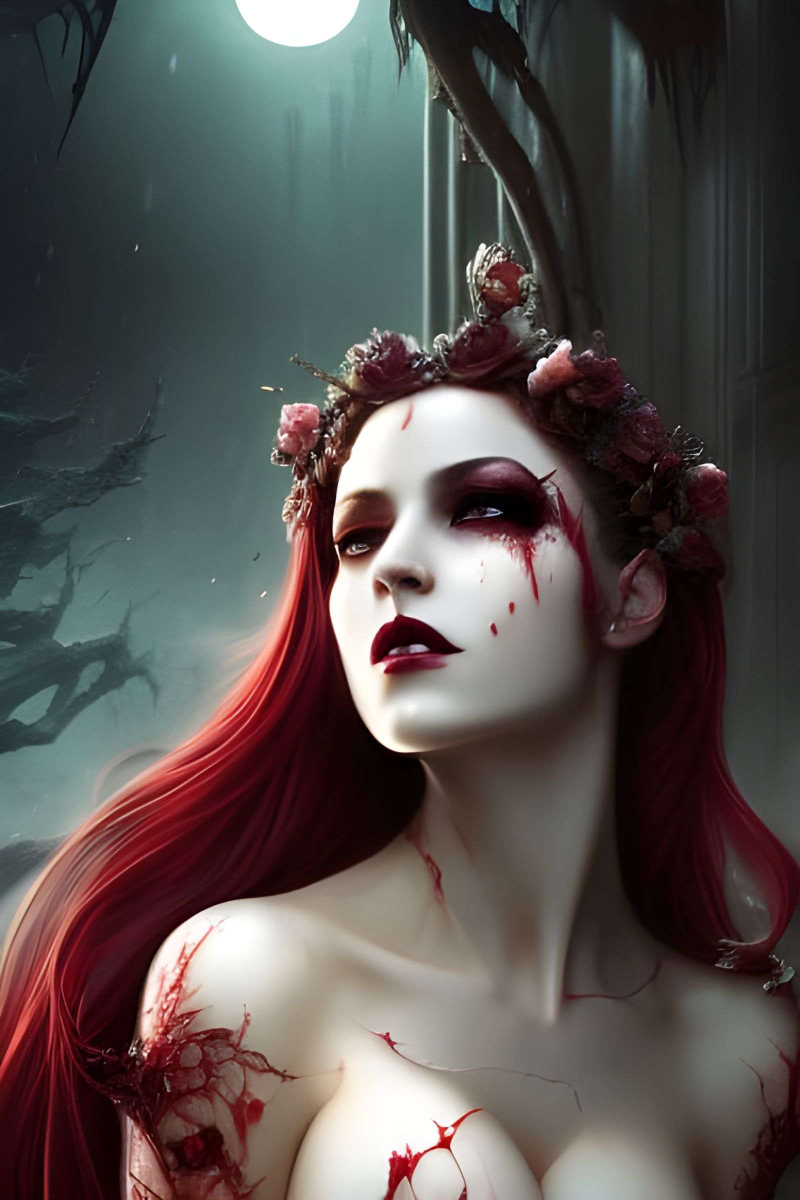 Ailith the Vampire princess taking a moonshine-bath